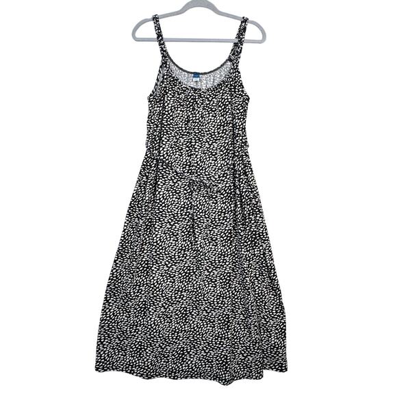 Old Navy Black Dots Sleeveless Tie-Waist Nursing Midi Swing Dress Size Medium - Picture 1 of 10